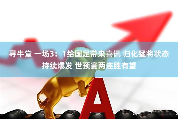 寻牛堂 一场3：1给国足带来喜讯 归化猛将状态持续爆发 世预赛两连胜有望