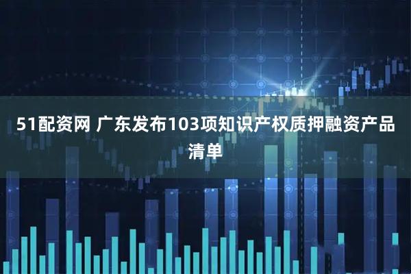 51配资网 广东发布103项知识产权质押融资产品清单